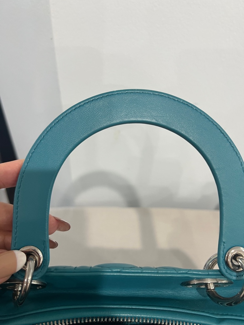 Dior Teal Cannage Quilted Lady Handbag with Silver Hardware - Picture 11 of 13